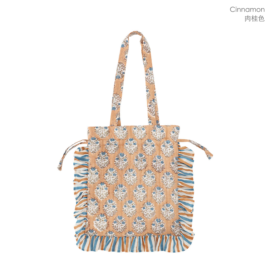 Frill Tote Carino Block Print (Cinnamon)
