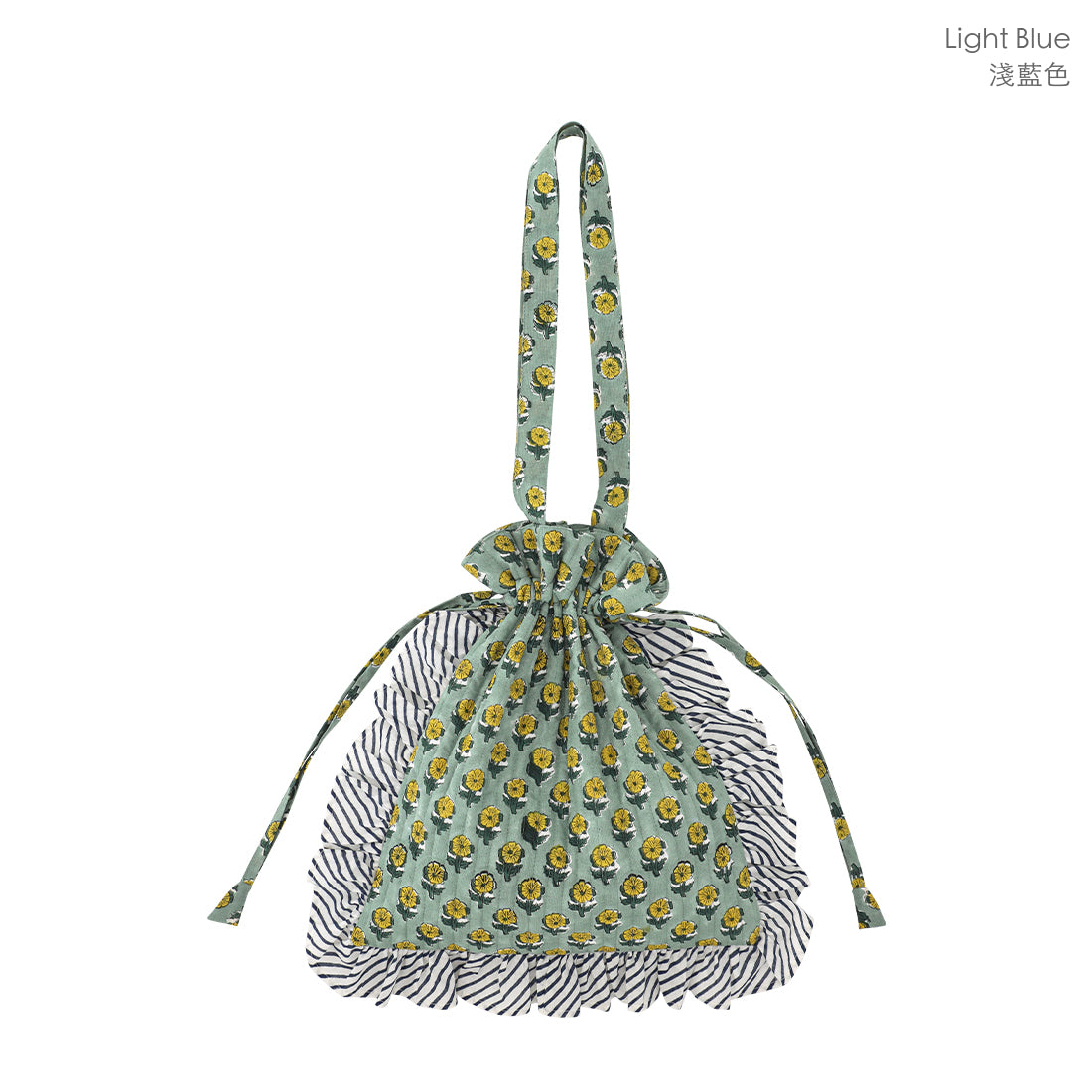 Frill Tote Carino Block Print (Light Blue)