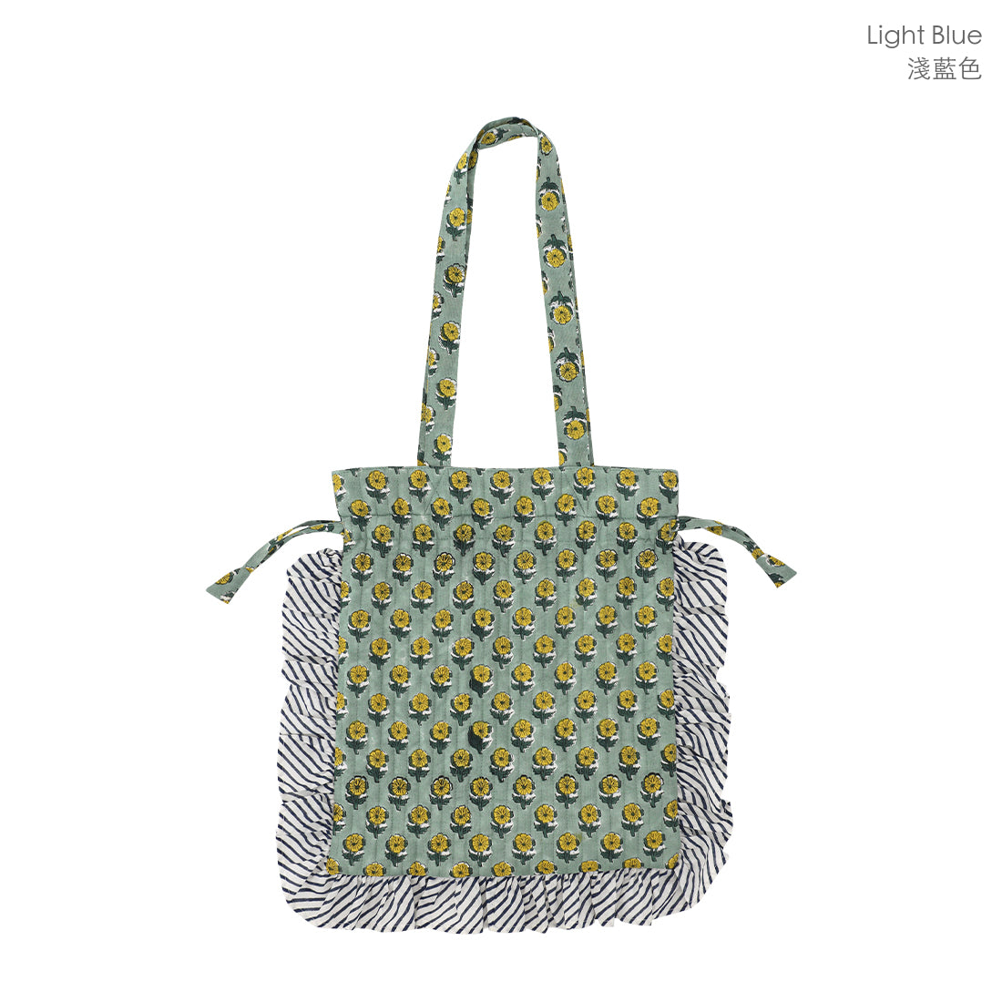 Frill Tote Carino Block Print (Light Blue)